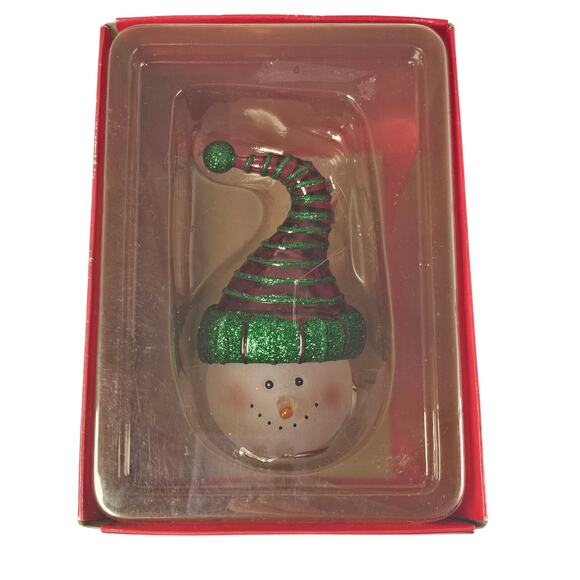 Department 56 Snowman Head Ornament 2003 Glitter Hat 5" Xmas Decor Boxed - Picture 4 of 16